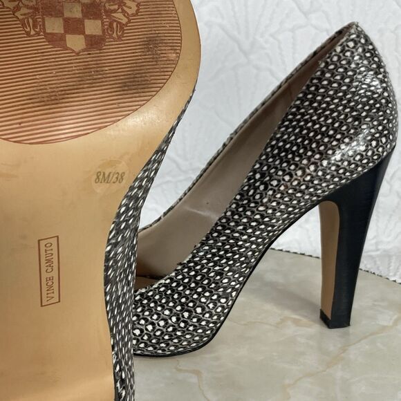 Vince Camuto Heels Womens Size 8 Gray Python Snake Print Pointed Toe Pumps - Picture 13 of 13